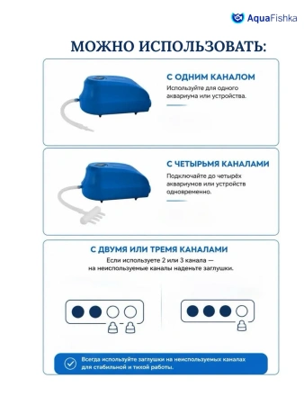 Компрессор для аквариума 12 Вт двухканальный до 1200 л