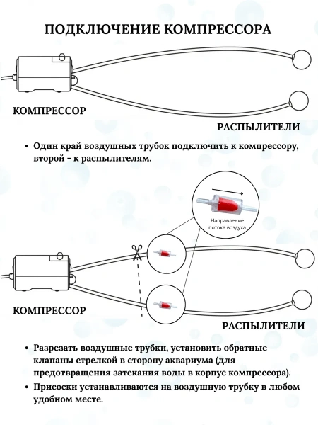 Компрессор для аквариума двухканальный